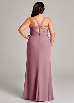 Azazie Mero Bridesmaid Dresses Vintage Mauve Sheath Pleated Chiffon Dress image10