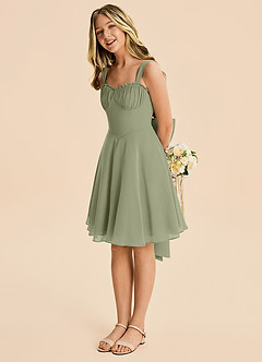 Azazie Arie Junior Pistachio A-Line Ruched Chiffon Dress image2