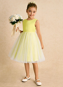 Azazie Esme Abiti da Ragazza di Fiori Abito Principessa in Tulle Fiocco Canarino image2