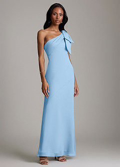 Azazie Yuanna Bridesmaid Dresses Powder Blue Mermaid One Shoulder Chiffon Dress image4