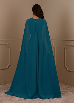 Azazie Isa Mother of the Bride Dresses Ink Blue A-Line V-Neck Pleated Chiffon Dress image4