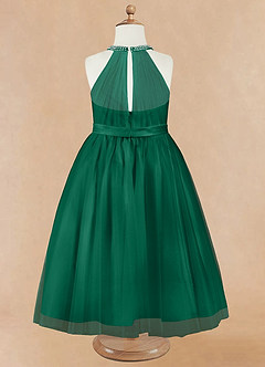 Azazie Honey Final Sale Agave A-Line Beaded Matte Satin Dress image8
