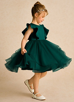 Azazie Chirp Flower Girl Dresses Pine Ball-Gown Tulle Dress image2