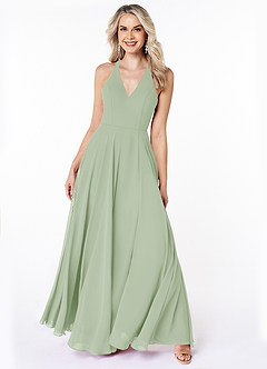 Azazie Amalfi Bridesmaid Dresses A-Line Pleated Chiffon Floor-Length Dress image4