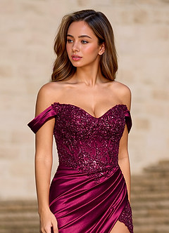 Opulence Burgundy Floral Corset Prom Dress image5