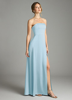 Azazie Wren Bridesmaid Dresses Sky Blue A-Line Strapless Stretch Satin Convertible Dress image7