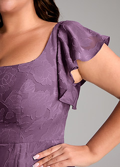 Azazie Bondi Bridesmaid Dresses Wisteria A-Line Side Slit Floral Burnout Dress image11