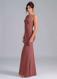 Azazie Rinna Bridesmaid Dresses Amethyst Mermaid One Shoulder Chiffon Dress image4