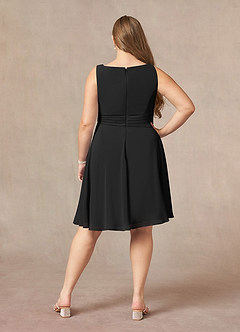 Azazie Shirley Kleider für die Brautmutter A-Linie Schaufel Gefaltet Chiffon Kleid Schwarz image12