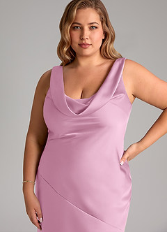 Azazie Rylina Bridesmaid Dresses Candy Pink Mermaid Stretch Satin Dress image11