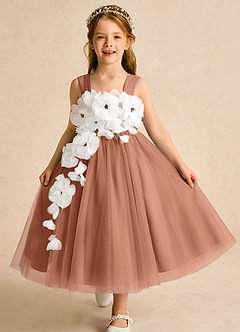 Azazie Dovey vestidos de niña de las flores Vestido de Bronceador de Tul de Princesa con Lazo image1