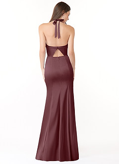 Azazie Emeria Bridesmaid Dresses Sangria Mermaid Pleated Stretch Satin Dress image2