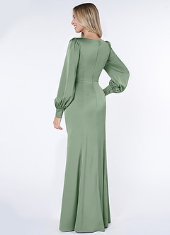 Azazie Raye Bridesmaid Dresses Matcha Mermaid Long Sleeve Stretch Satin Dress image4