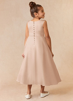 Azazie Lindy Flower Girl Dresses English Rose A-Line Pleated Matte Satin Dress image6