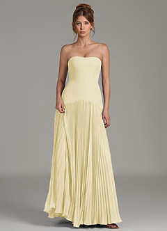 Azazie Yuliana Bridesmaid Dresses Lemon Sorbet A-Line Strapless Chiffon Dress image6