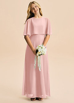 Azazie Maris Junior Robe Trapèze en Mousseline de soie Rose Poudré image4