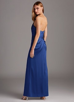 Azazie Lexie Robes de demoiselle d'honneur Robe Fourreau Convertible en Satin extensible Sans bretelle Bleu Roi image5