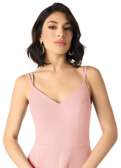 Azazie Janine At-home Try On Dresses Agave A-Line V-Neck Chiffon Dress image3