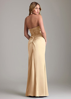 Azazie Lucille Bridesmaid Dresses Champagne Mermaid Strapless Stretch Satin Convertible Dress image2