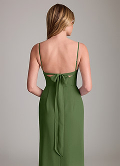 Azazie Mai Bridesmaid Dresses Olive Sheath Pleated Chiffon Dress image6