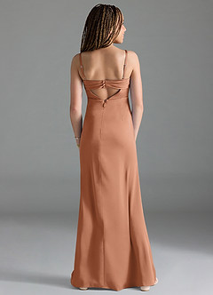 Azazie Leonis Junior Bronzer A-Line Pleated Stretch Satin Dress image2