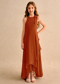 Azazie Boop Junior Formal vestidos de niña de las flores Vestido de Pimenton de Gasa de Corte En A con Lazo image3