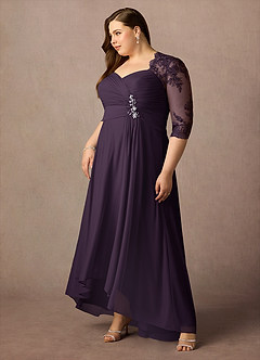 Azazie Anne Vestidos para mãe da noiva Vestir Ameixa de Renda de Bainha com Lantejoulas image14