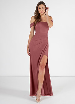 Azazie Kit Bridesmaid Dresses Amethyst Mermaid Off the Shoulder Mesh Dress image1
