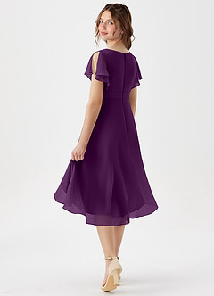 Azazie Graciela Junior Grape A-Line Pleated Chiffon Dress image6