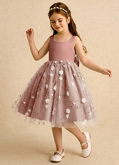 Azazie Bean Flower Girl Dresses Cedar Rose Ball-Gown Bow Tulle Dress image4