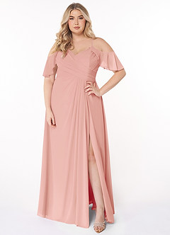 Azazie Dakota Bridesmaid Dresses Rosette A-Line V-Neck Pleated Chiffon Dress image12