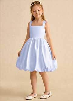 Azazie Nirvana Flower Girl Dresses Lavender Ball-Gown Ruched Matte Satin Dress image5
