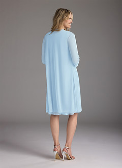Azazie Sunny Kleider für die Brautmutter A-Linie Plissee Gittergewebe Kleid Himmelblau image4