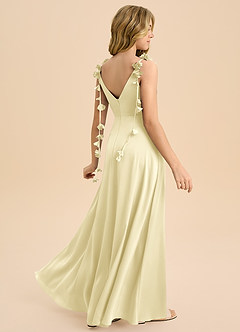 Azazie Gumdrop Junior Lemon Sorbet Empire Pleated Stretch Satin Dress image1