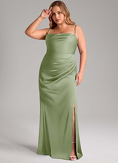 Azazie Leonis Bridesmaid Dresses Dusty Sage Mermaid Pleated Stretch Satin Convertible Dress image11
