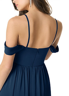 Azazie Morana Brautjungfernkleider Wandelbar A-Linie Schulterfrei Stretch-Satin Kleid Dunkelmarine image9