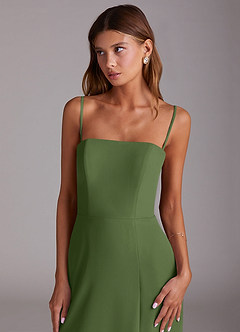 Azazie Wren Abiti da Damigella Abito A-Line in Chiffon Senza Cinturino Oliva image2