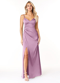 Azazie Marchella Brautjungfernkleider A-Linie Korsett Stretch-Satin Kleid Blauregen image1