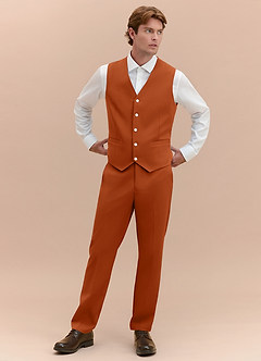 front James Burnt Orange Structured Stretch Suit Vest