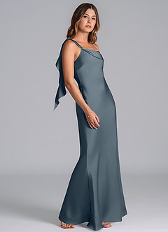 Azazie Driea Brudtärnklänningar Klä av Sjöjungfru i Stretch Satin Ena axeln Skymning image5