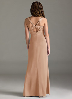 Azazie Mero Junior English Rose Mermaid Pleated Stretch Satin Dress image5