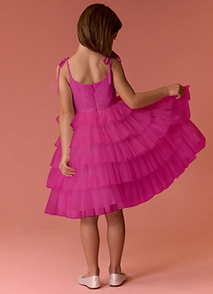Barbie ♥ Azazie Vendita Finale Abito A-Line in Tulle Cinturino Spaghetti Fucsia image9