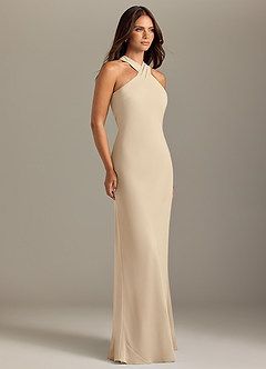 Azazie Doretta Bridesmaid Dresses Champagne Mermaid Pleated Chiffon Dress image3