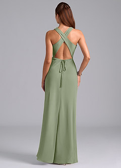 Azazie Evadne Bridesmaid Dresses Pistachio Sheath Pleated Chiffon Dress image7