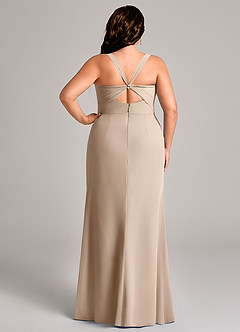 Azazie Mero Vestidos de damas de honor Vestido de Gris Pardo de Gasa de Corte Recto con Plisado image10