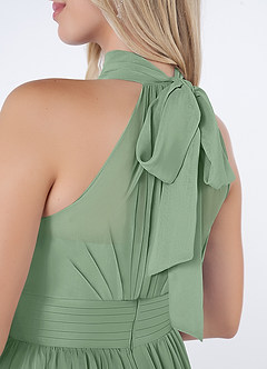 Azazie Iman Bridesmaid Dresses Matcha A-Line A-Line Ruched Chiffon Dress image7