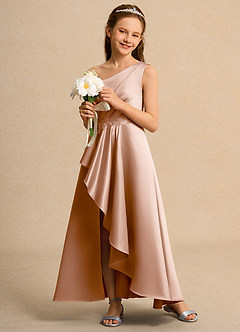 Azazie Taffy Junior Formal Flower Girl Klänningar Klä A-Line i Matt satäng Spets image4