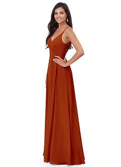 Azazie Lennon Bridesmaid Dresses Paprika A-Line Lace Chiffon Dress image4