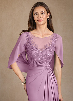 Azazie Hera Mother of the Bride Dresses Wisteria A-Line Lace Stretch Satin Dress image5
