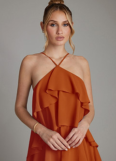 Azazie Deena Bridesmaid Dresses Paprika A-Line Ruched Chiffon Dress image3